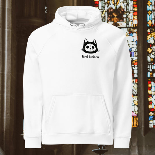 Feral Business Kitty Unisex eco raglan hoodie