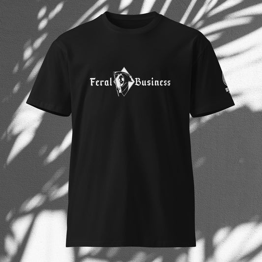 Feral Business Reaper in White Unisex premium t-shirt