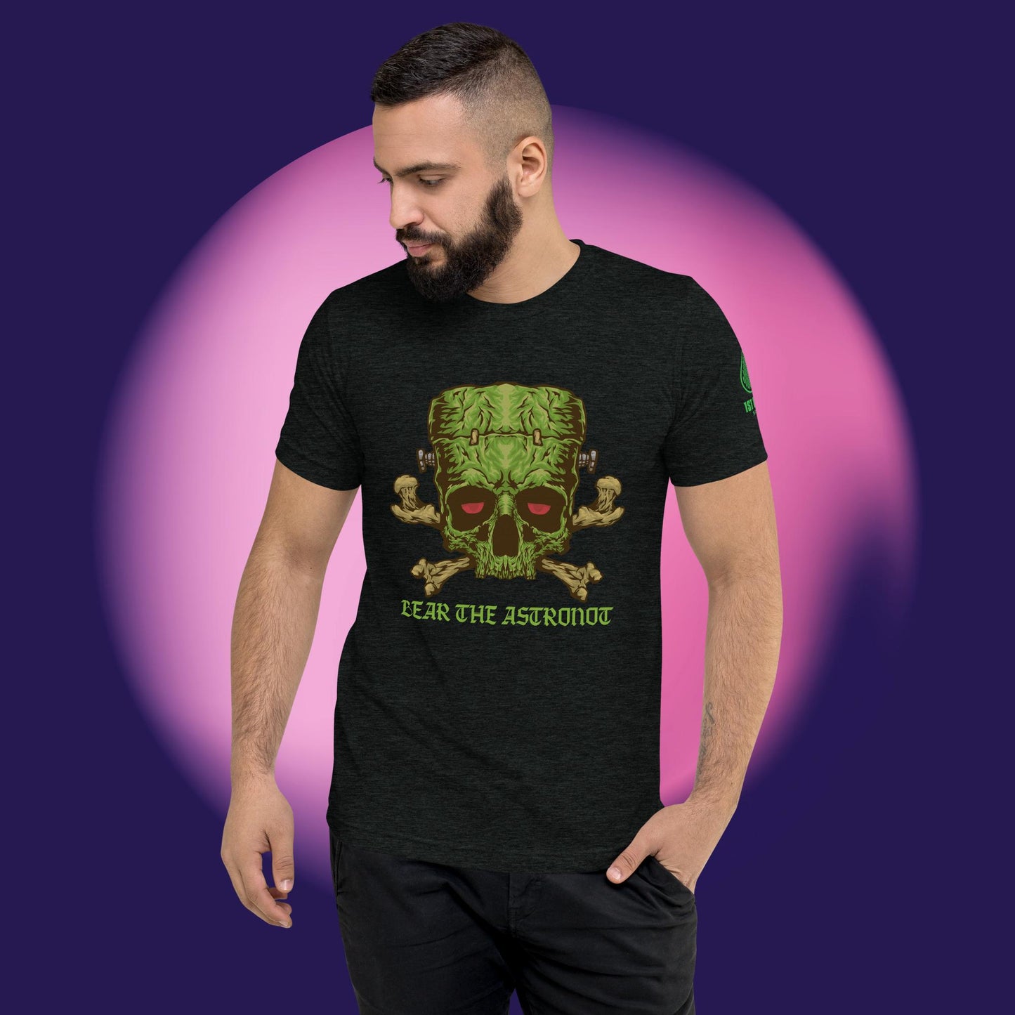 Bear the Astronot Frankenstein Skull Short sleeve t-shirt