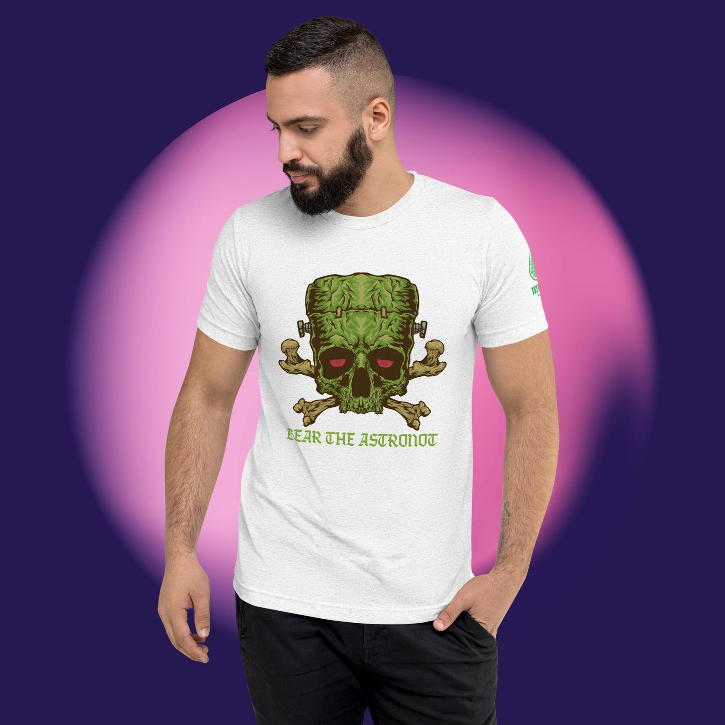 Bear the Astronot Frankenstein Skull Short sleeve t-shirt