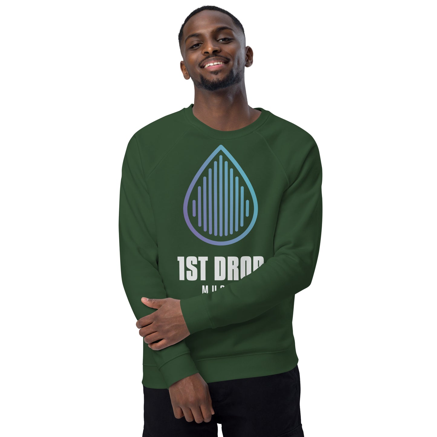 1st Drop Music - Unisex organic raglan sweatshirt