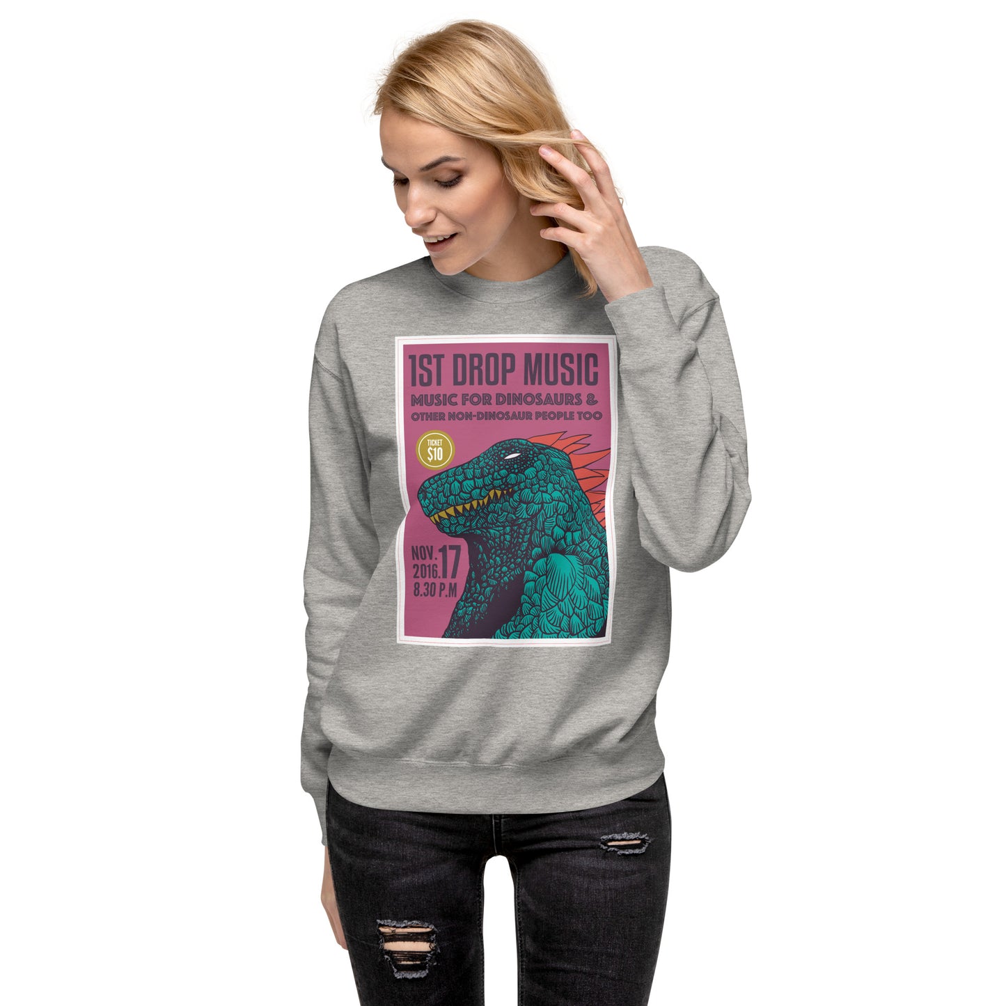 1st Drop Music Dinosaur Unisex Premium Sweatshirt